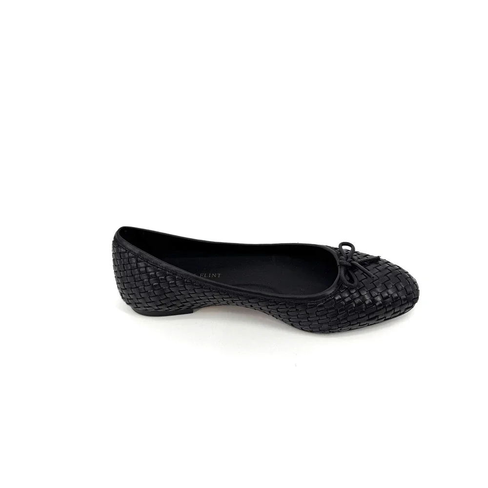 Sarah Flint Black Woven Leather Ballet Flats